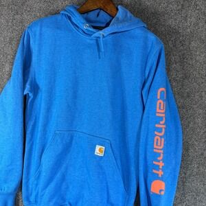 Carhartt Blue Loose Fit Graphic Sleeve Logo Hoodie Men's Size S